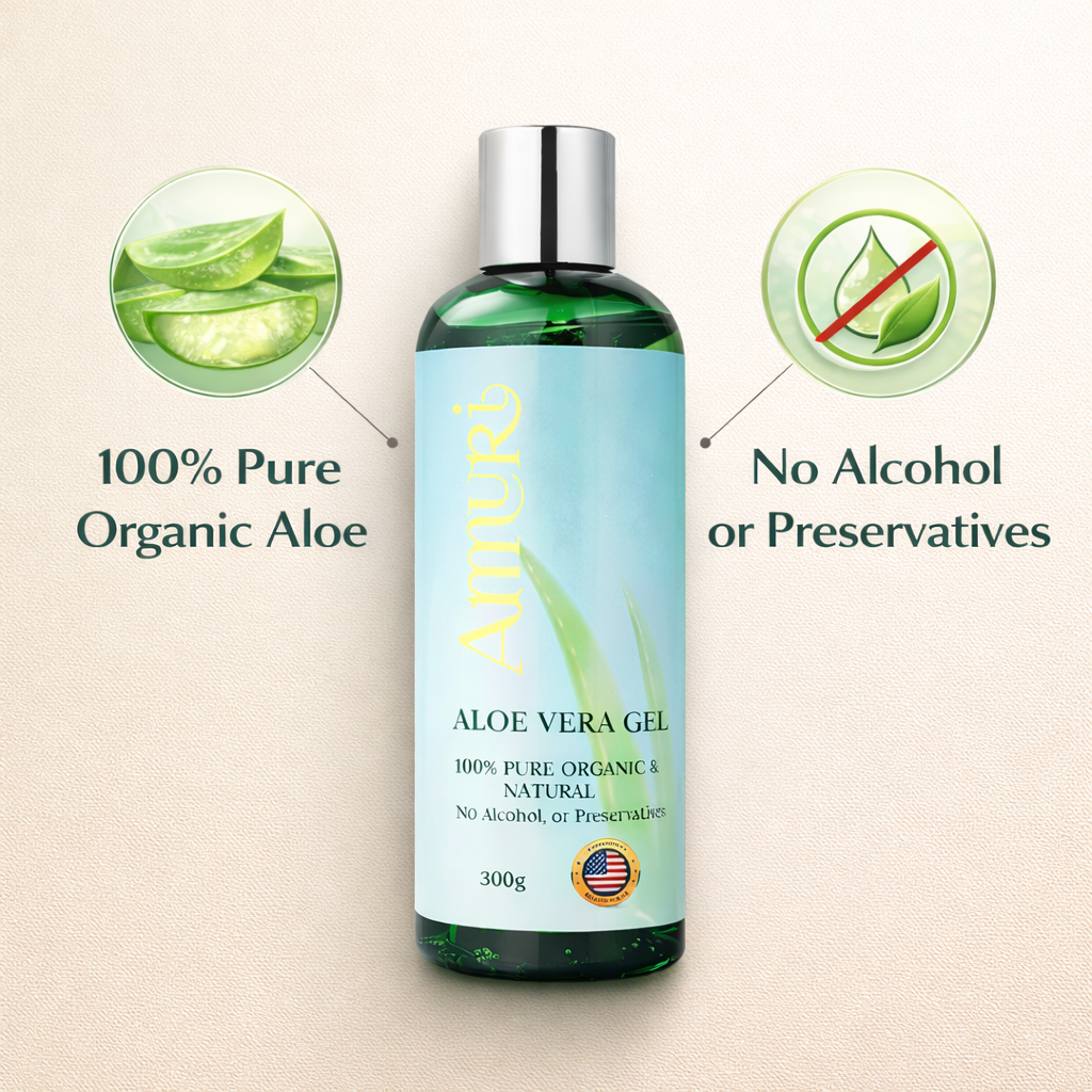 Ammuri Organic Aloe Vera Gel 5 Pack | Natural Hydrating & Soothing Gel for Face, Body & Hair | Pure, Additive-Free Skincare for All Skin Types